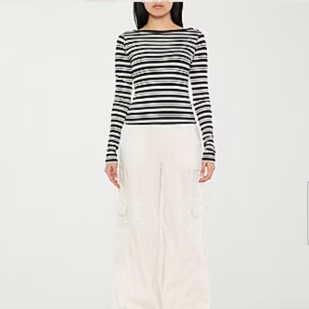 Striped Black and White Women's Top